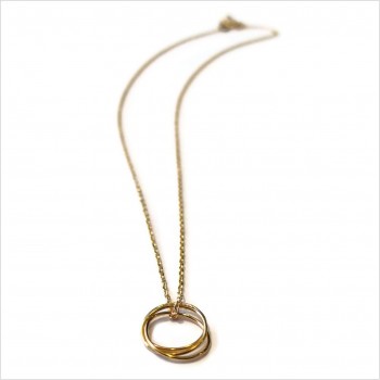 Collier pendentifs 3 anneaux sur chaine en Plaqué or - Bijoux fins et fantaisies