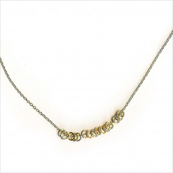 Collier 15 anneaux sur chaine en plaqué or - Bijoux délicat