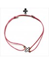 Bracelet croix évidée sur lien soyeux coulissant en argent - Bijoux modernes - Gag and Lou - bijoux fantaisie