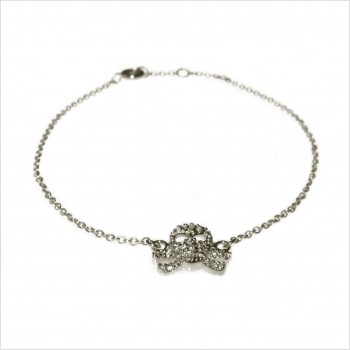 Bracelet zirconium tête de mort sur chaine en argent - bijoux modernes - gag et lou - bijoux fantaisie