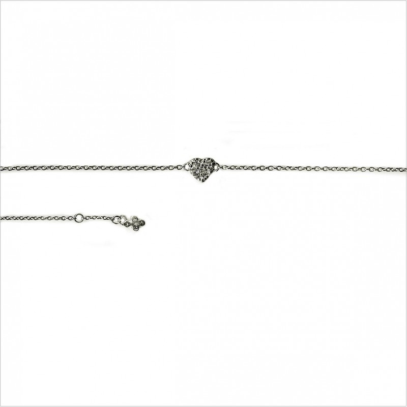 Bracelet ou collier zirconium coeur 1 cm sur chaine forçat