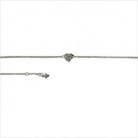 Bracelet ou collier zirconium coeur 1 cm sur chaine forçat