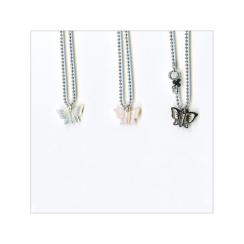 The pearly butterfly on silver chain
