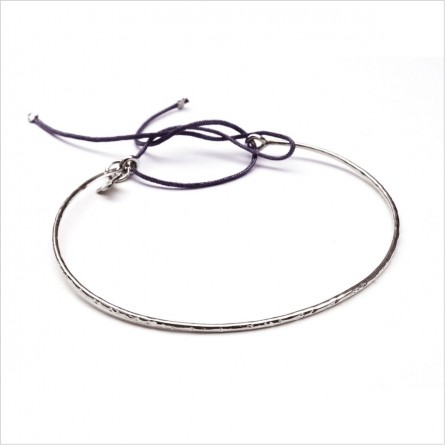 Jonc fin martelé en argent ajustable - Bijoux fins et fantaisies