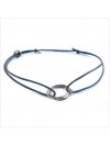 Bracelet en argent 3 anneaux entrelacés sur lien soyeux coloré taille ajustable - Bijoux fins et fantaisies