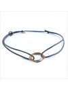 Bracelet en plaqué or 3 anneaux entrelacés sur lien soyeux coloré taille ajustable - Bijoux fins et fantaisies