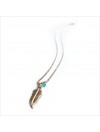 Collier mini plume perlée bleue sur chaine en plaqué or - Bijoux modernes - Gag et Lou - bijoux fantaisie