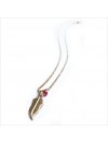 Collier mini plume perlée rouge sur chaine en plaqué or - Bijoux modernes - Gag et Lou - bijoux fantaisie
