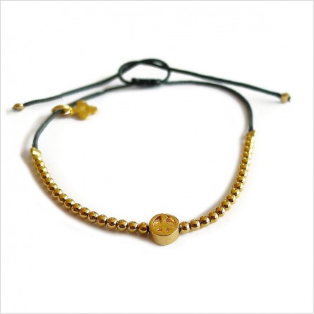 Le peace micro charms mini perle sur lien coulissant en plaqué or - bijoux modernes - gag et lou - bijoux fantaisie