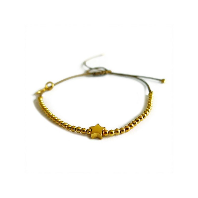 L'étoile micro charms mini perle sur lien coulissant en plaqué or - bijoux modernes - gag et lou - bijoux fantaisie