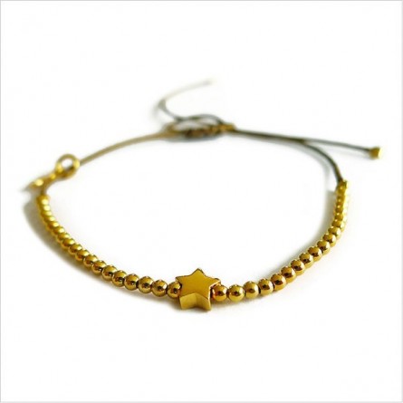 L'étoile micro charms mini perle sur lien coulissant en plaqué or - bijoux modernes - gag et lou - bijoux fantaisie