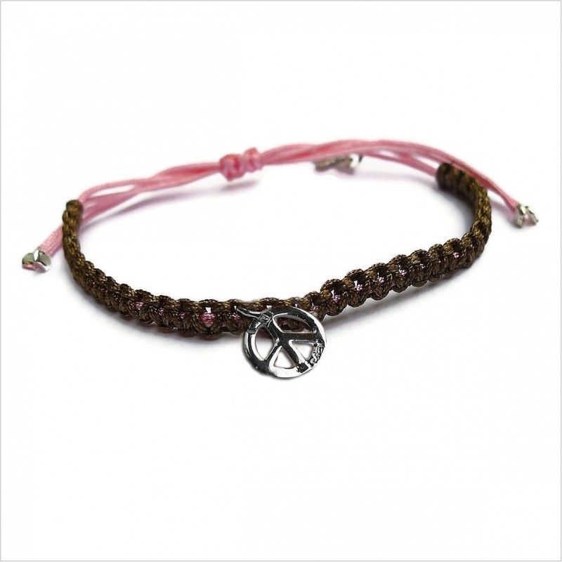 Mini peace and love on a sliding and two-tone macrame