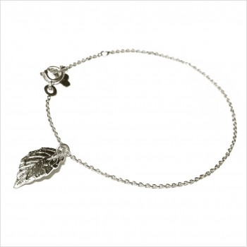 Bracelet sur chaine en argent médaille feuille d'automne - bijoux fins et modernes
