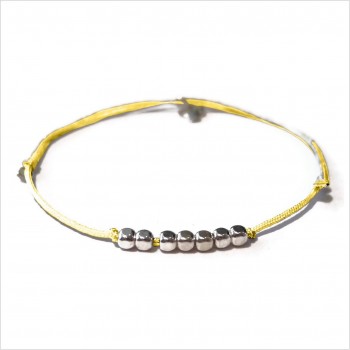 Bracelet semainier sur lien coulissant de couleur 7 perles facettées en argent - Bijoux fins et  fantaisies