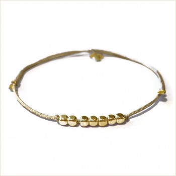 Bracelet semainier sur lien coulissant de couleur 7 perles facettées en plaqué or - Bijoux fins et  fantaisies