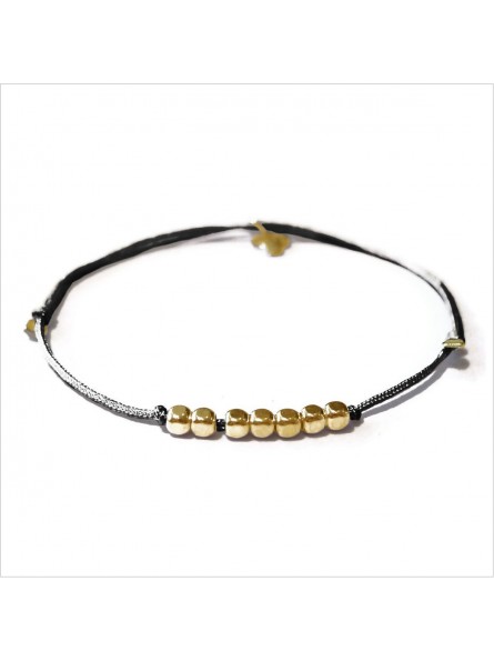 Bracelet semainier sur lien coulissant de couleur 7 perles facettées en plaqué or - Bijoux fins et  fantaisies