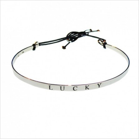 Jonc gravé message lucky en argent - bijoux fins et tendances