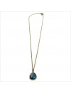 Collier sur chaine médaille pierre sertie de couleur bleu sur chaine plaqué or - Bijoux fins et modernes