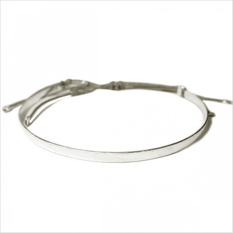 Jonc en argent martelé ajustable - bijoux fins et tendances