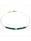Bracelet Goa avec perles tubes verte émeraude sur chaine argent - Bijoux modernes - Gag et Lou