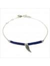 Bracelet Goa aile d'ange pendante avec perles tubes bleue sur chaine argent - Bijoux modernes - Gag et Lou - bijoux fantaisie
