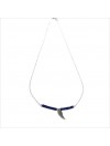 Collier Goa aile d'ange pendante avec perles tubes bleue sur chaine argent - Bijoux modernes - Gag et Lou - bijoux fantaisie
