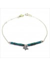 Bracelet Goa étoile pendante avec perles tubes tuquoise sur chaine argent - Bijoux modernes - Gag et Lou - bijoux fantaisie