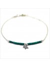 Bracelet Goa étoile pendante avec perles tubes verte émeraude sur chaine argent - Bijoux modernes - Gag et Lou