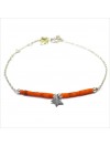 Bracelet Goa étoile pendante avec perles tubes rose saumon sur chaine argent - Bijoux modernes - Gag et Lou - bijoux fantaisie
