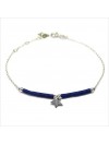 Bracelet Goa étoile pendante avec perles tubes bleue marine sur chaine argent - Bijoux modernes - Gag et Lou - bijoux fantaisie