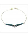 Bracelet Goa oiseau avec perles tubes turquoise sur chaine argent - Bijoux modernes - Gag et Lou - bijoux fantaisie