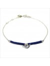 Bracelet Goa oiseau pendant avec perles tubes bleue sur chaine argent - Bijoux modernes - Gag et Lou - bijoux fantaisie