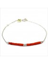 Bracelet Goa avec perles tubes rouge sur chaine argent - Bijoux modernes - Gag et Lou