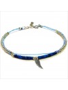 Bracelet Goa sur lien Perles tube bleue sur lien aile d'ange en argent - Bijoux modernes - Gag and Lou - bijoux fantaisie