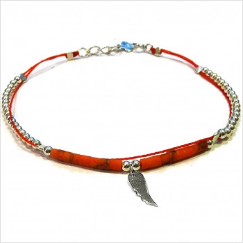 Tube stones bracelet with an angel wing mini charm