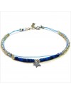 Bracelet Goa sur lien Perles tube bleue sur lien charms étoile en argent - Bijoux modernes - Gag and Lou - Bijoux fantaisie
