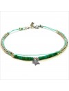 Bracelet Goa sur lien Perles tube vert sur lien charms étoile en argent - Bijoux modernes - Gag and Lou - Bijoux fantaisie