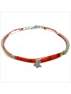 Bracelet Goa sur lien Perles tube rouge sur lien charms étoile en argent - Bijoux modernes - Gag and Lou - Bijoux fantaisie