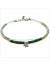 Bracelet Goa sur lien Perles tube turquoise sur lien charms étoile en argent - Bijoux modernes - Gag and Lou - Bijoux fantaisie