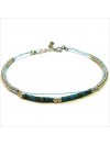 Bracelet Goa sur lien Perles tube turquoise sur lien sans charms en argent - Bijoux modernes - Gag and Lou - Bijoux fantaisie