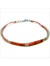 Bracelet Goa sur lien Perles tube corail sur lien sans charms en argent - Bijoux modernes - Gag and Lou - Bijoux fantaisie