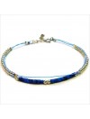 Bracelet Goa sur lien Perles tube bleue sur lien sans charms en argent - Bijoux modernes - Gag and Lou - Bijoux fantaisie