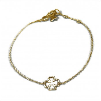 Bracelet trèfle évidé sur chaine plaqué or - bijoux fins et fantaisies