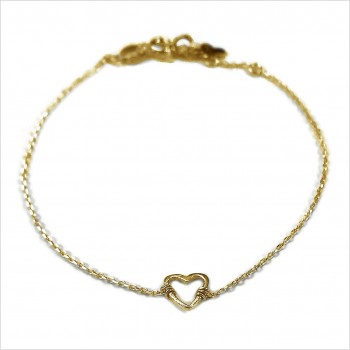 Bracelet coeur évidé sur chaine en plaqué or - bijoux fins et fantaisies
