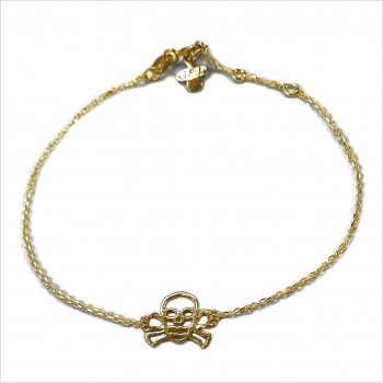 Bracelet tête de mort évidée sur chaine en plaqué or - bijoux fins et fantaisies