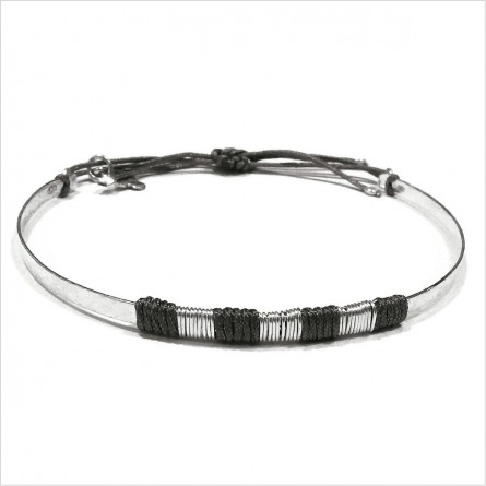 Jonc martelé ethnique en argent - Bijoux fins  et ethniques