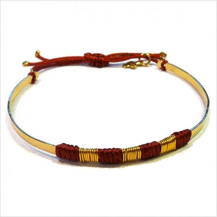 Jonc martelé ethnique en plaqué or - Bijoux fins  et ethniques