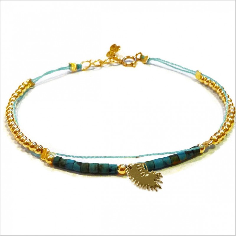 Tube stones bracelet with indian headdress mini charm