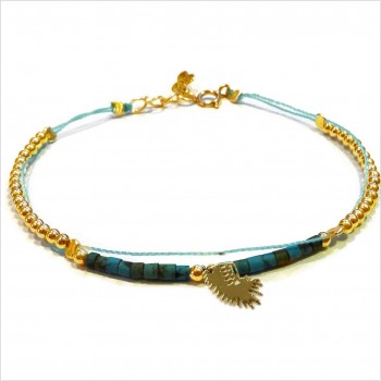 Tube stones bracelet with indian headdress mini charm