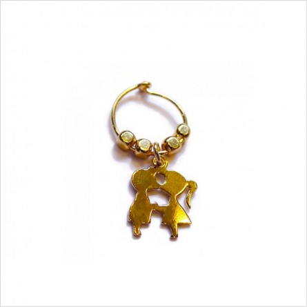 Créoles en plaqué or avec perles facettées pendentif amoureux - Bijoux fins et fantaisies